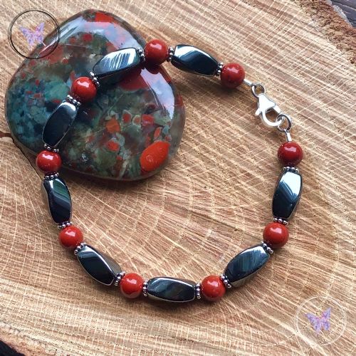 Hematite & Red Jasper Bracelet